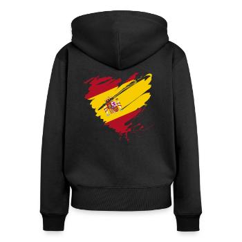 Herz Corazón Spanien España Barcelona Mallorca Tor - Frauen Premium Bio Zip Hoodie - Schwarz - Hinten - Julia (174cm)