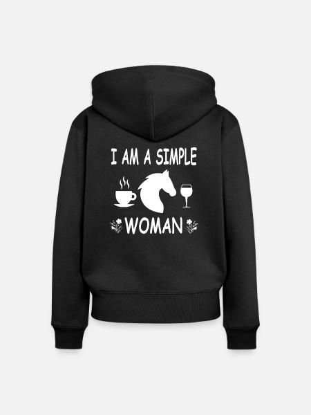 Pferd - Frauen Premium Bio Zip Hoodie - Schwarz