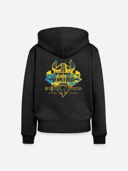 Skandinavischer Wikinger - Frauen Premium Bio Zip Hoodie - Schwarz