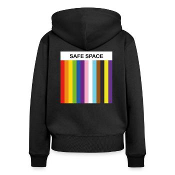 LBGTQIA Safe Space stolzer Verbündeter - Frauen Premium Bio Zip Hoodie - Schwarz - Hinten - Julia (174cm)