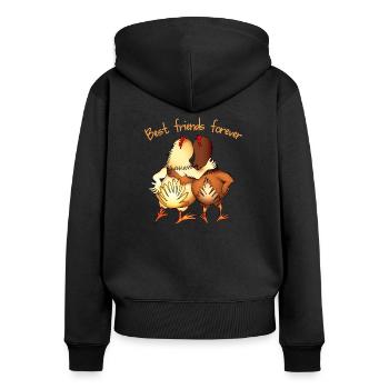 Beste Freunde für immer - Frauen Premium Bio Zip Hoodie - Schwarz - Hinten - Julia (174cm)