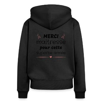 Merci maîtresse pour cette superbe année - Sweat à capuche zippé Premium bio Femme - noir - Dos - Julia (174cm)