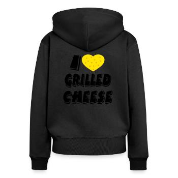 Käse - Frauen Premium Bio Zip Hoodie - Schwarz - Hinten - Julia (174cm)