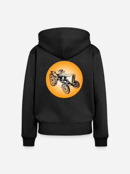 Traktor - Frauen Premium Bio Zip Hoodie - Schwarz