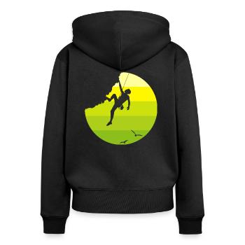 Climbing - Frauen Premium Bio Zip Hoodie - Schwarz - Hinten - Julia (174cm)