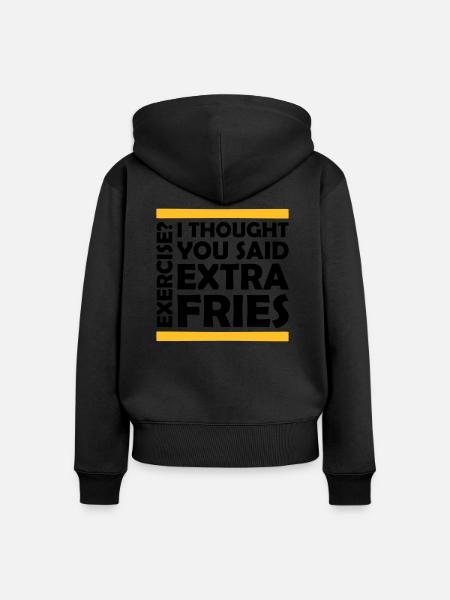 Exercise Extra Fries Zitat - Frauen Premium Bio Zip Hoodie - Schwarz