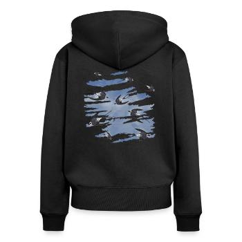 Oiseaux - Sweat à capuche zippé Premium bio Femme - noir - Dos - Julia (174cm)