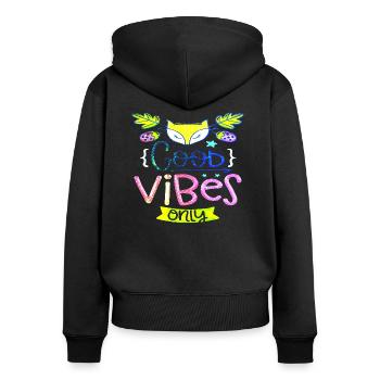 Denken Sie über den Tellerrand hinaus positive Gedanken glücklich - Frauen Premium Bio Zip Hoodie - Schwarz - Hinten - Julia (174cm)