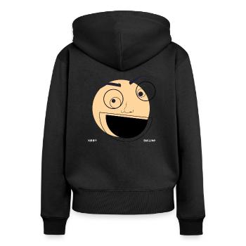 KEEP SMILING - Frauen Premium Bio Zip Hoodie - Schwarz - Hinten - Julia (174cm)