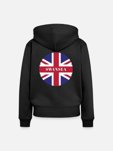 Swansea - Frauen Premium Bio Zip Hoodie - Schwarz