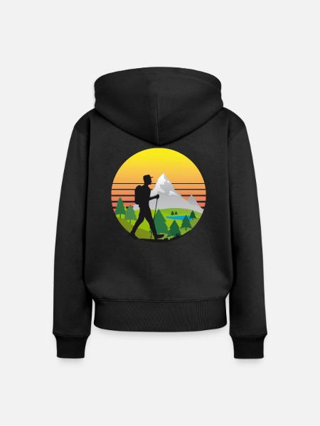 Wandern Landschaft Sonne Berge - Frauen Premium Bio Zip Hoodie - Schwarz