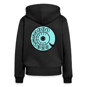 Dial Vintage Phone Call Retro Technologie - Sweat à capuche zippé Premium bio Femme - noir - Dos - Julia (174cm)
