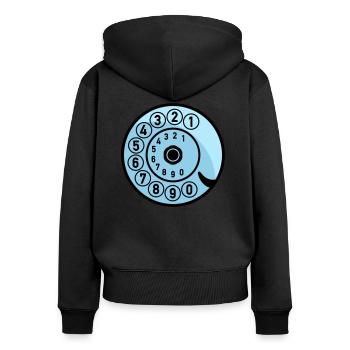 Dial Vintage Phone Call Retro Technologie - Sweat à capuche zippé Premium bio Femme - noir - Dos - Julia (174cm)