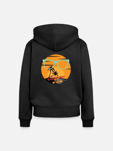 Im Sommer - Frauen Premium Bio Zip Hoodie - Schwarz