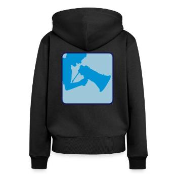 Rede Megafon Propaganda Mann - Frauen Premium Bio Zip Hoodie - Schwarz - Hinten - Julia (174cm)