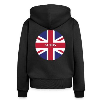 Acton Royaume-Uni - Sweat à capuche zippé Premium bio Femme - noir - Dos - Julia (174cm)