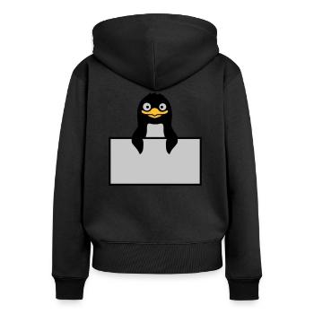Alberner Penguin behind Schild - Women's Premium Organic Zip Hoodie - black - Back - Julia (174cm)