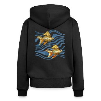 Poissons - Sweat à capuche zippé Premium bio Femme - noir - Dos - Julia (174cm)