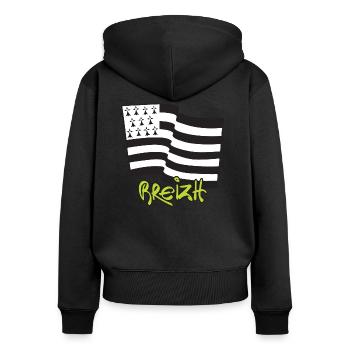 logo Vert - Sweat à capuche zippé Premium bio Femme - noir - Dos - Julia (174cm)