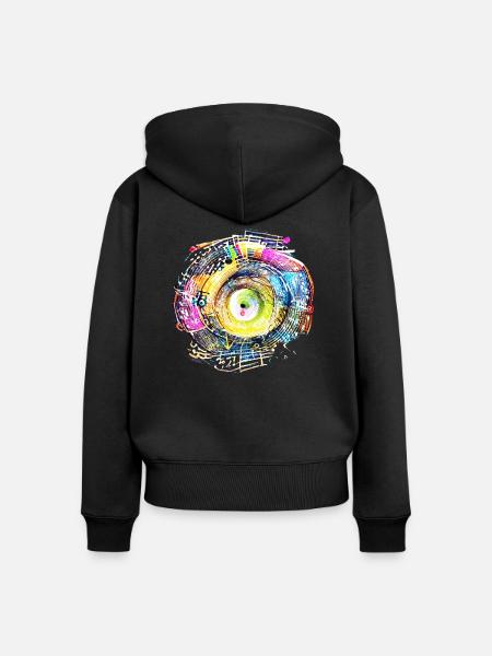 Music Circle - Frauen Premium Bio Zip Hoodie - Schwarz