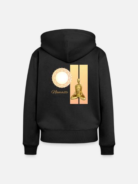 Namaste - Frauen Premium Bio Zip Hoodie - Schwarz