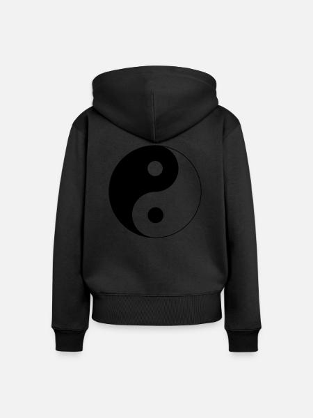 Yin Yang Design - Frauen Premium Bio Zip Hoodie - Schwarz