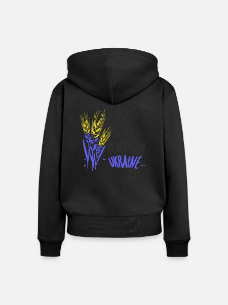 Frieden für Uraine - Frauen Premium Bio Zip Hoodie - Schwarz
