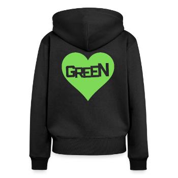 GREEN LOVE HEART - Frauen Premium Bio Zip Hoodie - Schwarz - Hinten - Julia (174cm)