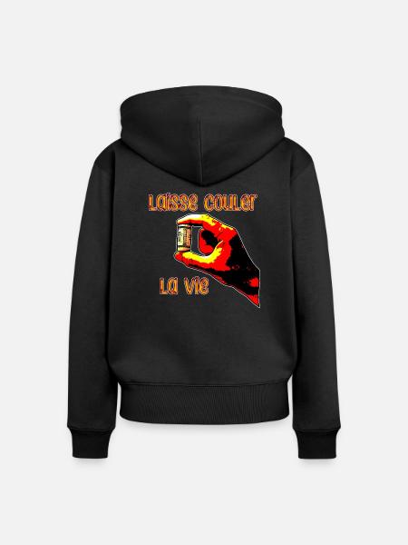 Lass das Leben fließen - Frauen Premium Bio Zip Hoodie - Schwarz