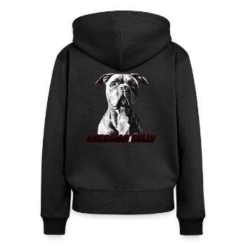American Bully XL - Frauen Premium Bio Zip Hoodie - Schwarz - Hinten - Julia (174cm)
