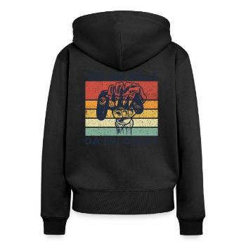 Wo ein Wille, da ein Cheat. cheaten zocker zocken - Frauen Premium Bio Zip Hoodie - Schwarz - Hinten - Julia (174cm)