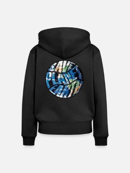 Rette den Planeten Erde - Frauen Premium Bio Zip Hoodie - Schwarz