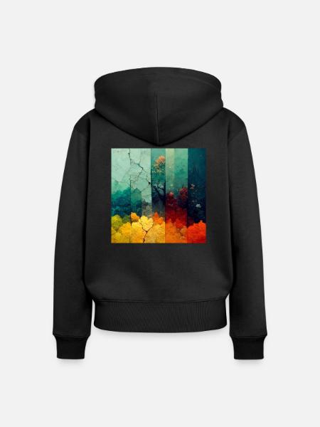Saisonal degradierter Wald - Frauen Premium Bio Zip Hoodie - Schwarz