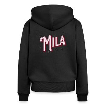 Mila Name tolle Mädchen Geschenkidee - Frauen Premium Bio Zip Hoodie - Schwarz - Hinten - Julia (174cm)