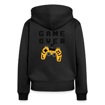 Fin du jeu - Sweat à capuche zippé Premium bio Femme - noir - Dos - Julia (174cm)