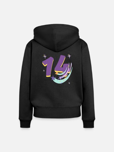 14-jähriges Jubiläum (14-jähriges Geschenk) - Frauen Premium Bio Zip Hoodie - Schwarz