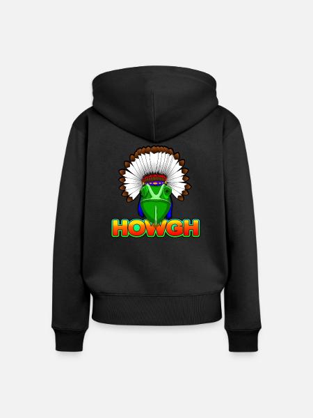 Kamäleon Häuptling - Frauen Premium Bio Zip Hoodie - Schwarz
