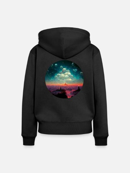 Fantastische Welt - Frauen Premium Bio Zip Hoodie - Schwarz