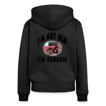 Traktor - Frauen Premium Bio Zip Hoodie - Schwarz - Hinten - Julia (174cm)