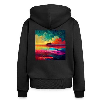 colorful paradise - Frauen Premium Bio Zip Hoodie - Schwarz - Hinten - Julia (174cm)
