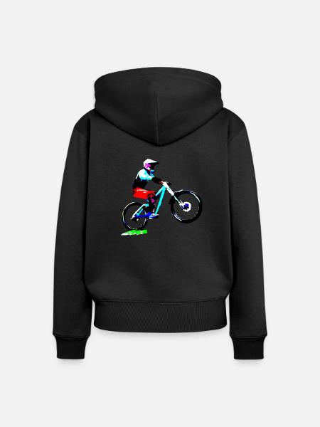 MTB bergab - Frauen Premium Bio Zip Hoodie - Schwarz