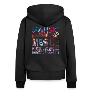Musique drôle jazz retro song hipster vinyl rock - Sweat à capuche zippé Premium bio Femme - noir - Dos - Julia (174cm)