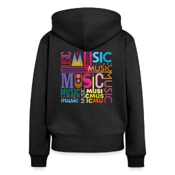Musique drôle jazz retro song hipster vinyl rock - Sweat à capuche zippé Premium bio Femme - noir - Dos - Julia (174cm)