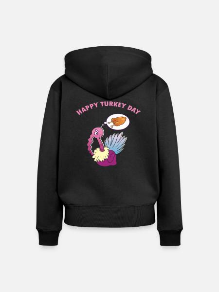 Happy Thanksgiving - Frauen Premium Bio Zip Hoodie - Schwarz