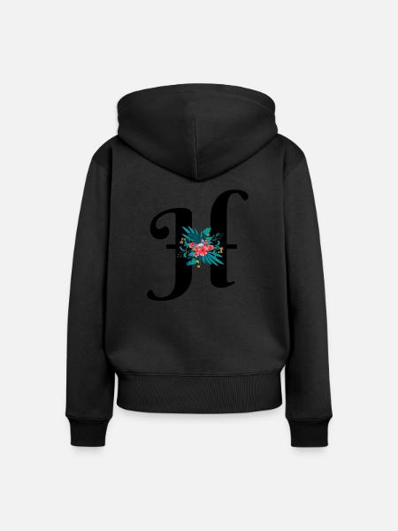 Buchstabe H geblüht - Frauen Premium Bio Zip Hoodie - Schwarz