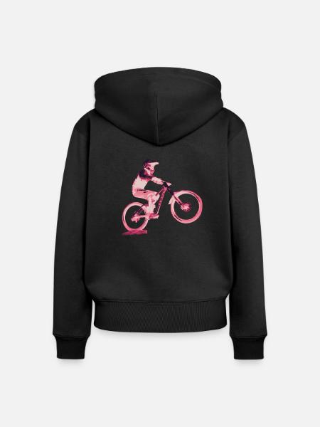 Mountainbiken bergab - Frauen Premium Bio Zip Hoodie - Schwarz