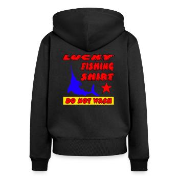 Pêche - Sweat à capuche zippé Premium bio Femme - noir - Dos - Julia (174cm)
