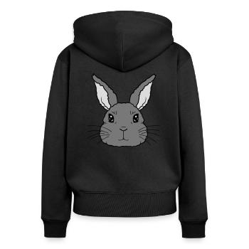 Niedlicher kleiner Hase Gesicht - Frauen Premium Bio Zip Hoodie - Schwarz - Hinten - Julia (174cm)
