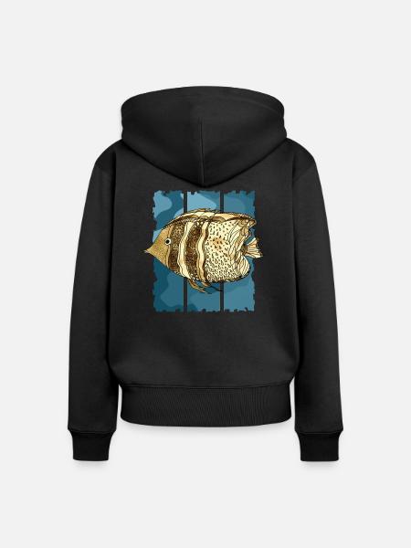Fisch - Frauen Premium Bio Zip Hoodie - Schwarz
