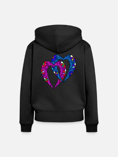 Herz - Frauen Premium Bio Zip Hoodie - Schwarz